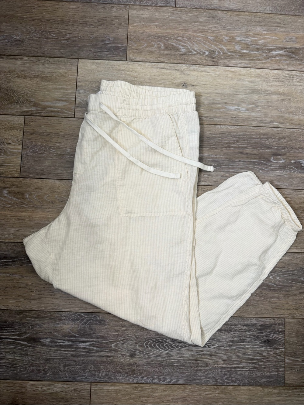 Gap Cream Linen Cotton Lightweight Drawstring Joggers Sz XL